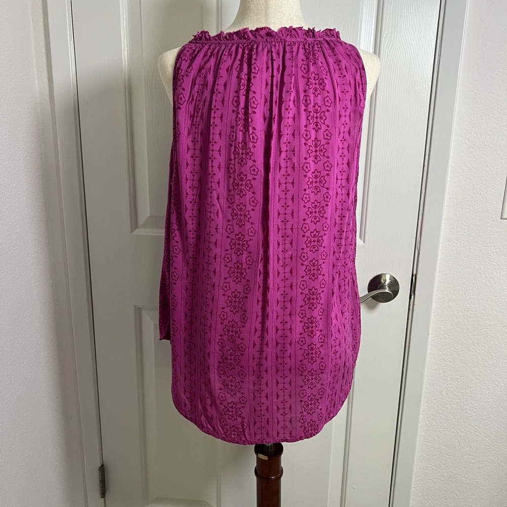 LOFT Pink and Purple Sleeveless Blouse Relaxed Style - Picture 4 of 6